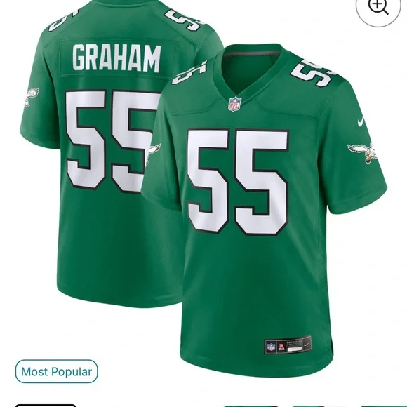 Men's Nike Brandon Graham Kelly Green Philadelphia Eagles Jersey - Picture 1 of 6